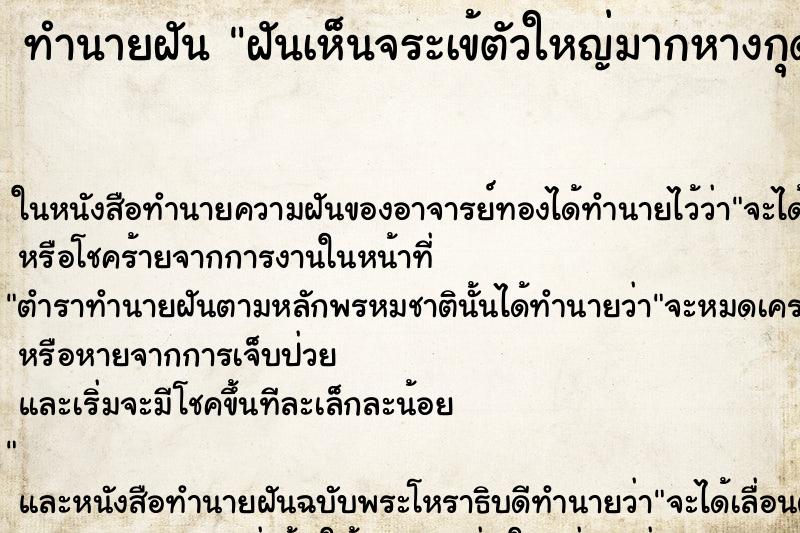 ทำนายฝันฝันเห็นจระเข้ตัวใหญ่มากหางกุด ทำนายฝันทำนายฝันฝันเห็นจระเข้ตัวใหญ่มากหางกุด