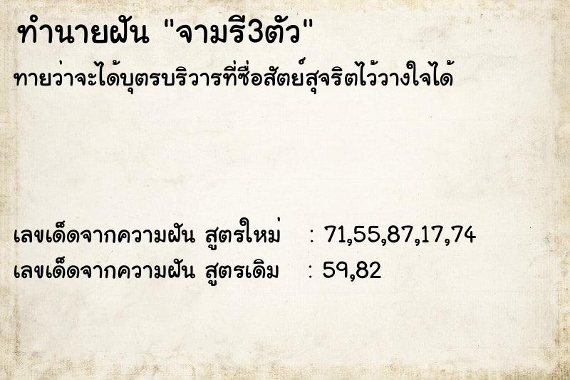 ทำนายฝันทำนายฝันจามรี3ตัว