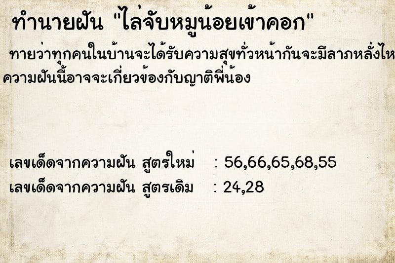 ทำนายฝันทำนายฝันไล่จับหมูน้อยเข้าคอก