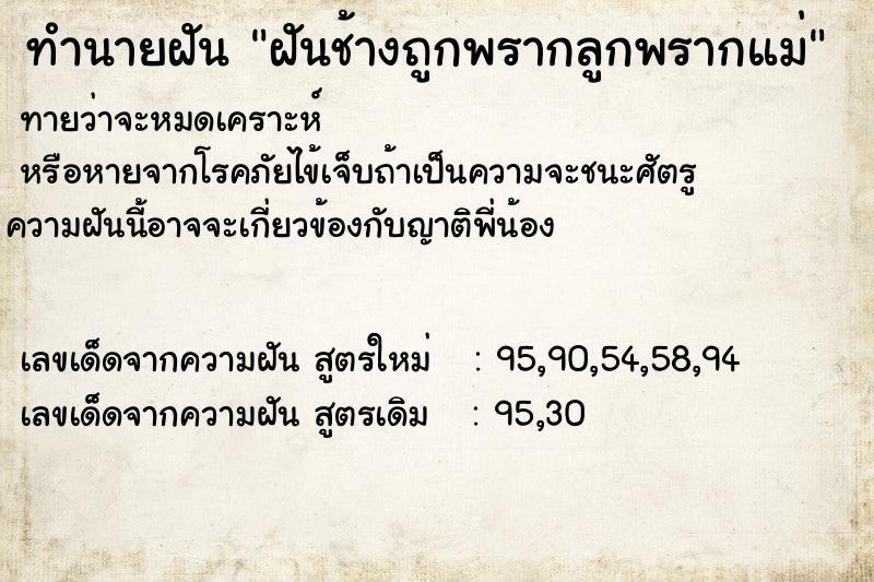 ทำนายฝันทำนายฝันฝันช้างถูกพรากลูกพรากแม่