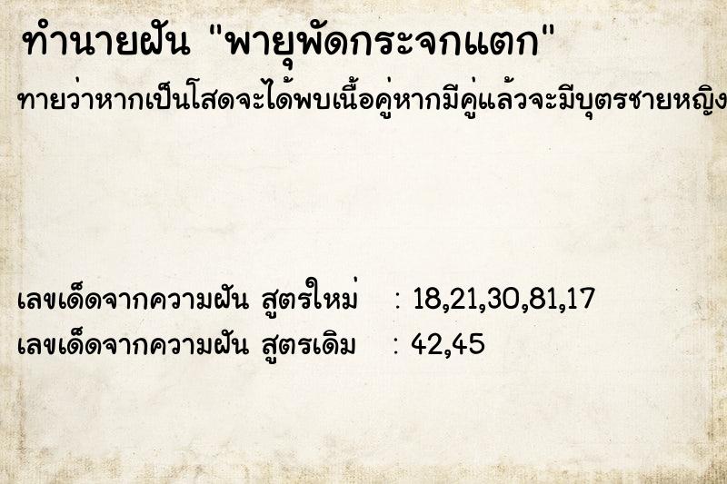 ทำนายฝันทำนายฝันพายุพัดกระจกแตก