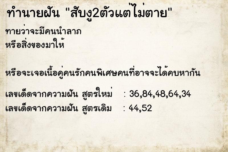 ทำนายฝันสับงู2ตัวแต่ไม่ตาย ทำนายฝันทำนายฝันสับงู2ตัวแต่ไม่ตาย