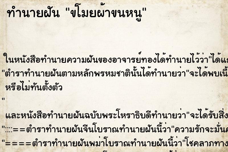 ทำนายฝัน ขโมยผ้าขนหนู ทำนายฝัน ขโมยผ้าขนหนู