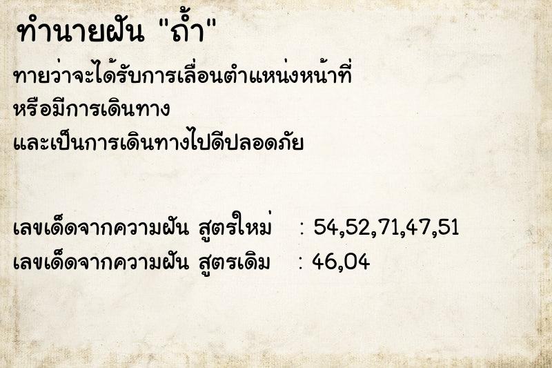 ทำนายฝันถ้ำ ทำนายฝันทำนายฝันถ้ำ
