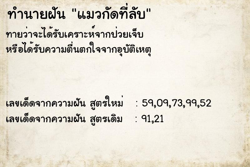 ทำนายฝัน แมวกัดที่ลับ ตำราโบราณ แม่นที่สุดในโลก