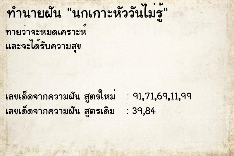 ทำนายฝันทำนายฝันนกเกาะหัววันไม่รู้