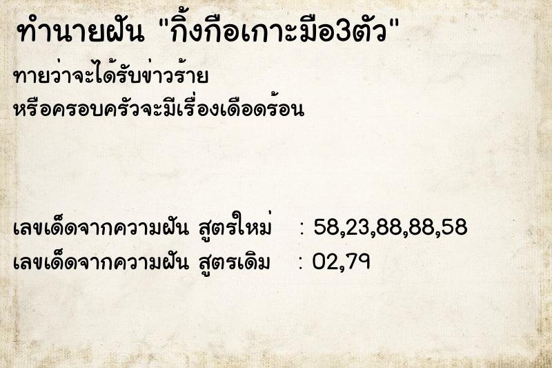 ทำนายฝันกิ้งกือเกาะมือ3ตัว ทำนายฝันทำนายฝันกิ้งกือเกาะมือ3ตัว