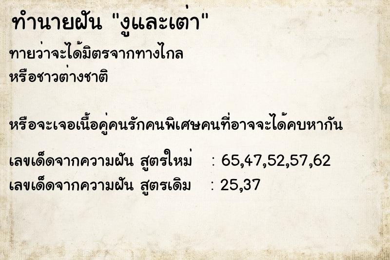 ทำนายฝันทำนายฝันงูและเต่า