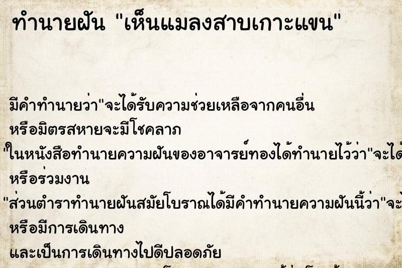 ทำนายฝันเห็นแมลงสาบเกาะแขน ทำนายฝันทำนายฝันเห็นแมลงสาบเกาะแขน