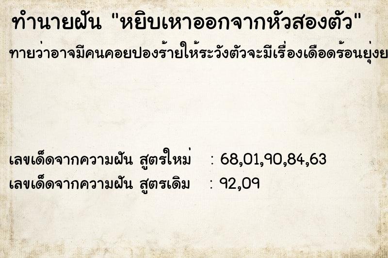 ทำนายฝัน หยิบเหาออกจากหัวสองตัว ทำนายฝัน หยิบเหาออกจากหัวสองตัว