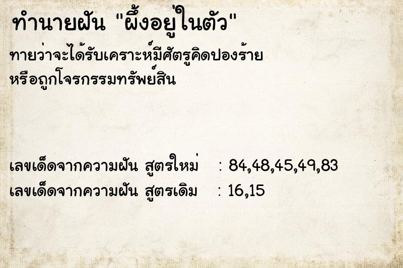 ทำนายฝันผึ้งอยู่ในตัว ทำนายฝันทำนายฝันผึ้งอยู่ในตัว