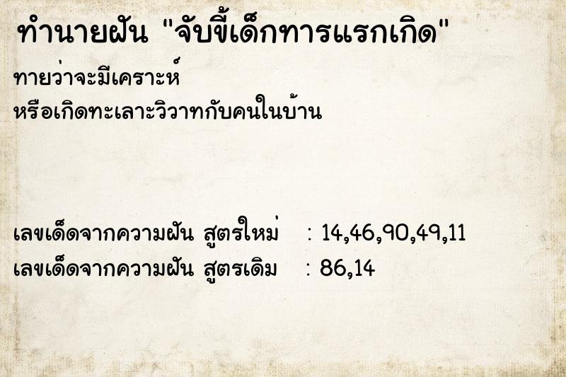ทำนายฝันจับขี้เด็กทารแรกเกิด ทำนายฝันทำนายฝันจับขี้เด็กทารแรกเกิด