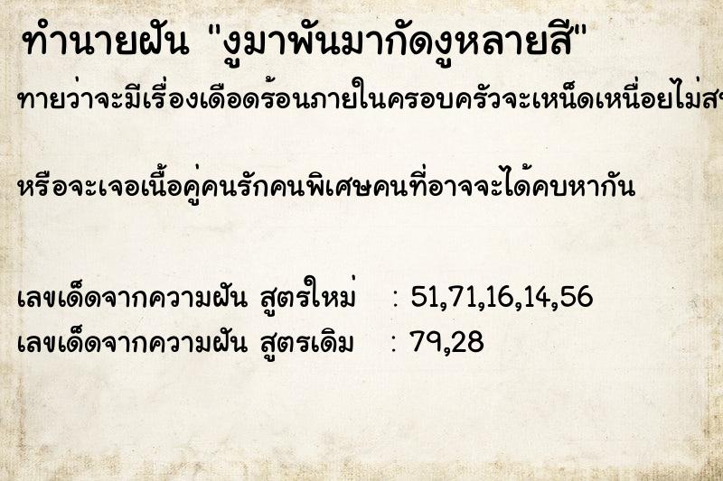 ทำนายฝันงูมาพันมากัดงูหลายสี ทำนายฝันทำนายฝันงูมาพันมากัดงูหลายสี