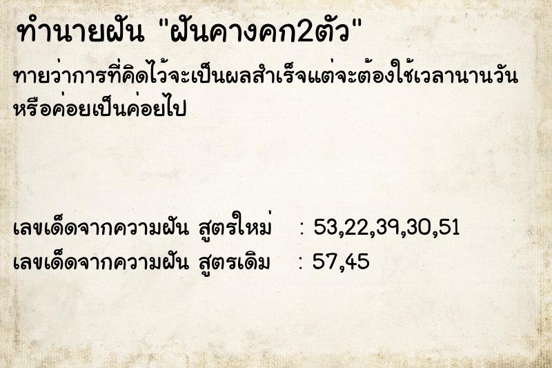 ทำนายฝันฝันคางคก2ตัว ทำนายฝันทำนายฝันฝันคางคก2ตัว