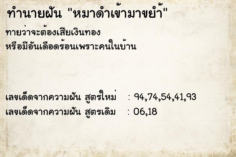 ทำนายฝัน หมาดำเข้ามาขยำ้