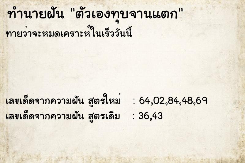ทำนายฝันตัวเองทุบจานแตก ทำนายฝันทำนายฝันตัวเองทุบจานแตก