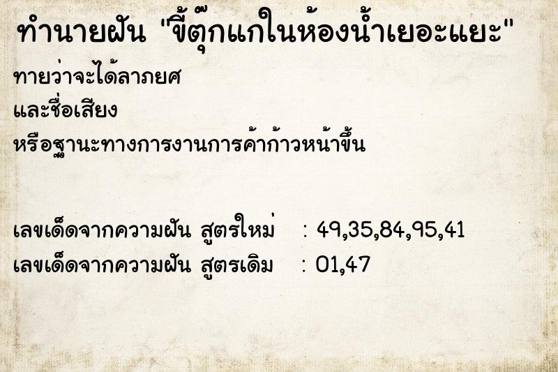 ทำนายฝันทำนายฝันขี้ตุ๊กแกในห้องน้ำเยอะแยะ