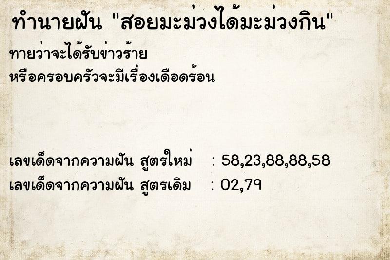 ทำนายฝันสอยมะม่วงได้มะม่วงกิน ทำนายฝันทำนายฝันสอยมะม่วงได้มะม่วงกิน