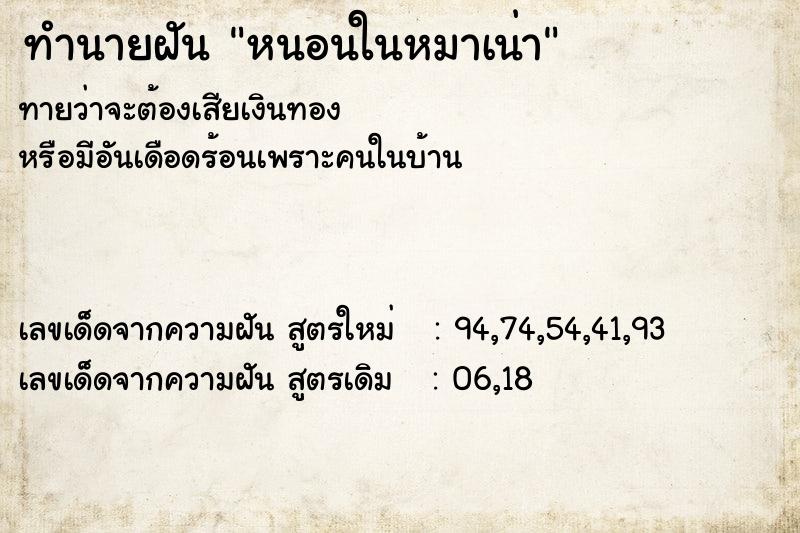ทำนายฝันทำนายฝันหนอนในหมาเน่า