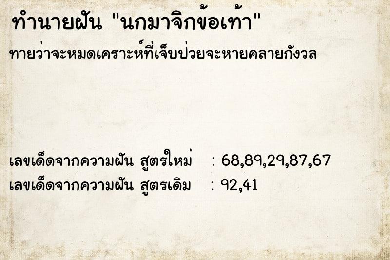 ทำนายฝันทำนายฝันนกมาจิกข้อเท้า