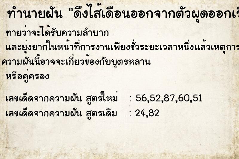 ทำนายฝัน ดึงไส้เดือนออกจากตัวผุดออกเรื่อย ทำนายฝัน ดึงไส้เดือนออกจากตัวผุดออกเรื่อย
