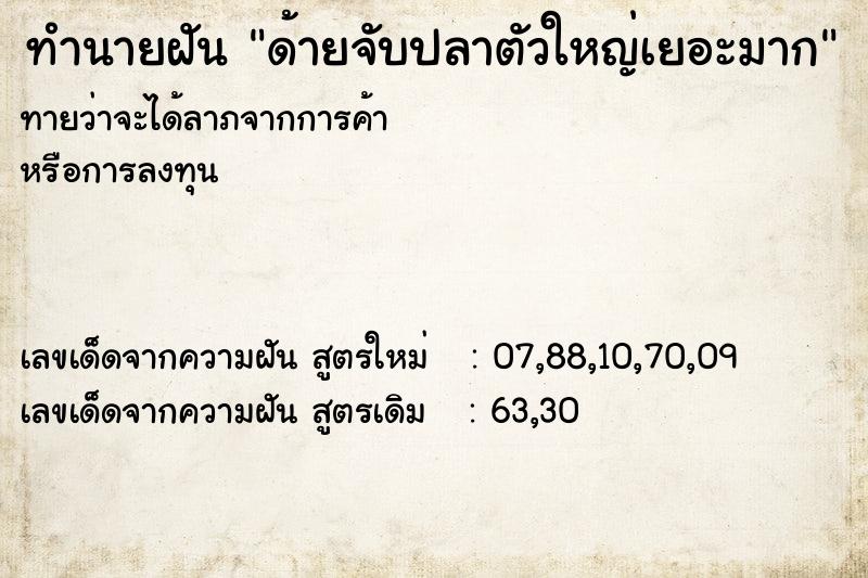 ทำนายฝันด้ายจับปลาตัวใหญ่เยอะมาก ทำนายฝันทำนายฝันด้ายจับปลาตัวใหญ่เยอะมาก