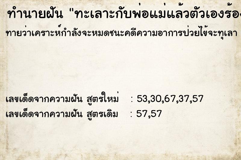 ทำนายฝันทะเลาะกับพ่อแม่แล้วตัวเองร้องไห้เสียใจ ทำนายฝันทำนายฝันทะเลาะกับพ่อแม่แล้วตัวเองร้องไห้เสียใจ