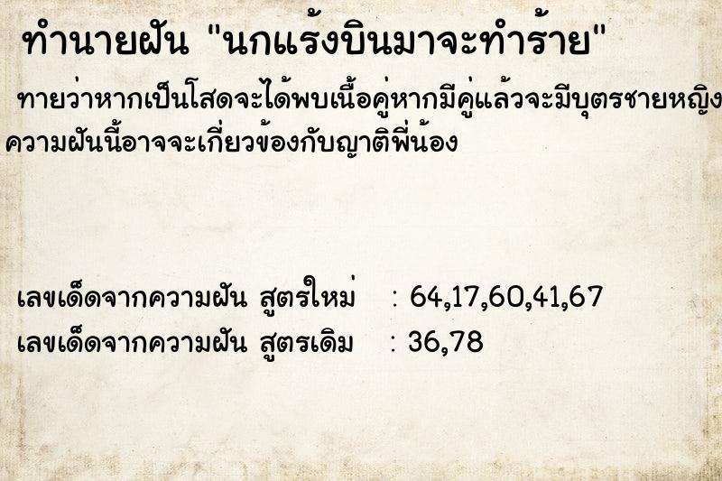 ทำนายฝันทำนายฝันนกแร้งบินมาจะทำร้าย