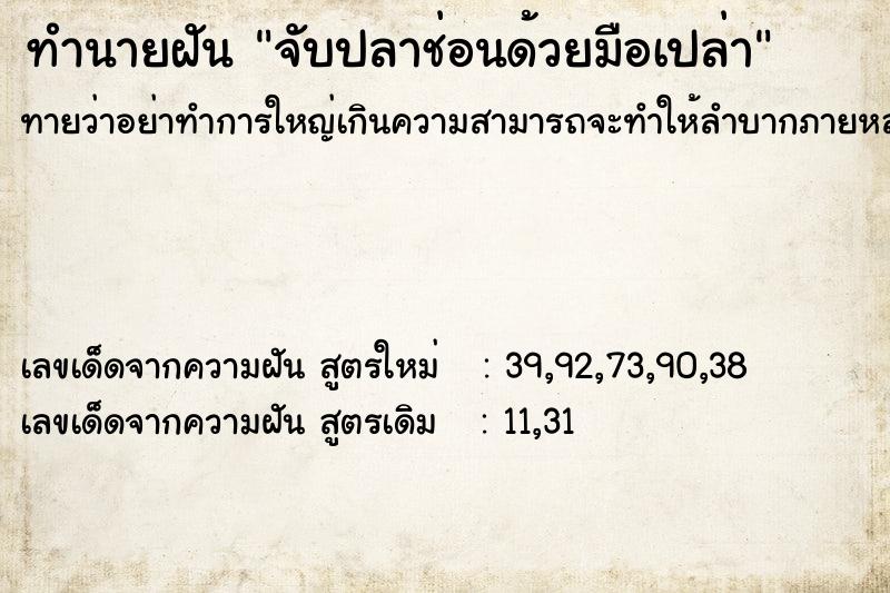 ทำนายฝันจับปลาช่อนด้วยมือเปล่า ทำนายฝันทำนายฝันจับปลาช่อนด้วยมือเปล่า