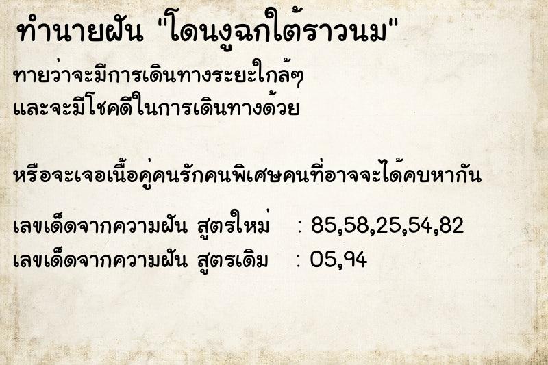 ทำนายฝันทำนายฝันโดนงูฉกใต้ราวนม