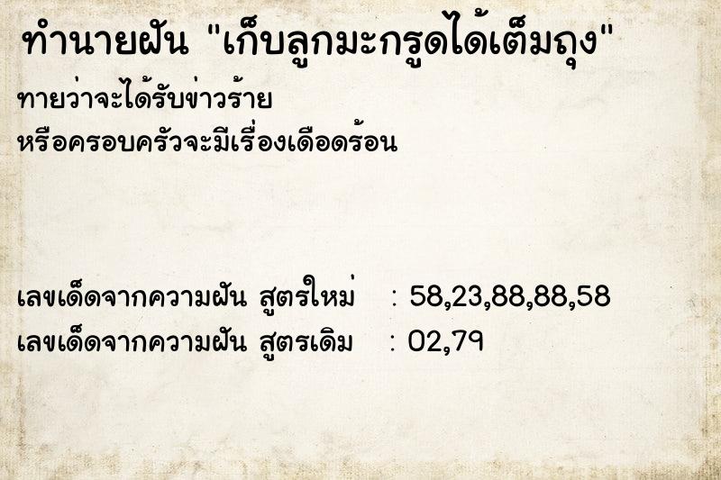 ทำนายฝัน เก็บลูกมะกรูดได้เต็มถุง ทำนายฝัน เก็บลูกมะกรูดได้เต็มถุง