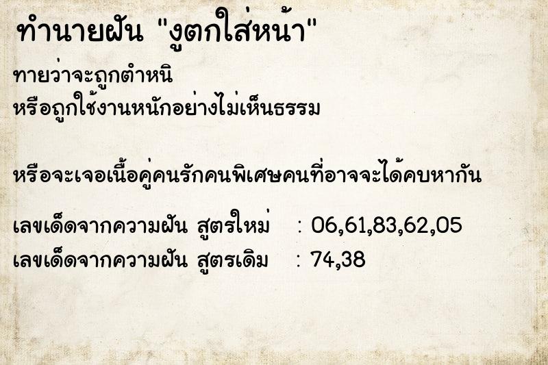 ทำนายฝันทำนายฝันงูตกใส่หน้า