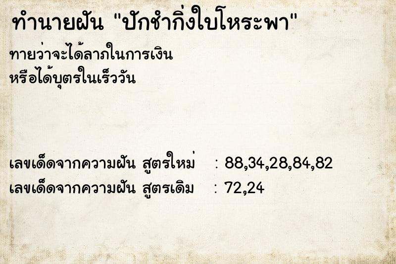 ทำนายฝันปักชำกิ่งใบโหระพา ทำนายฝันทำนายฝันปักชำกิ่งใบโหระพา