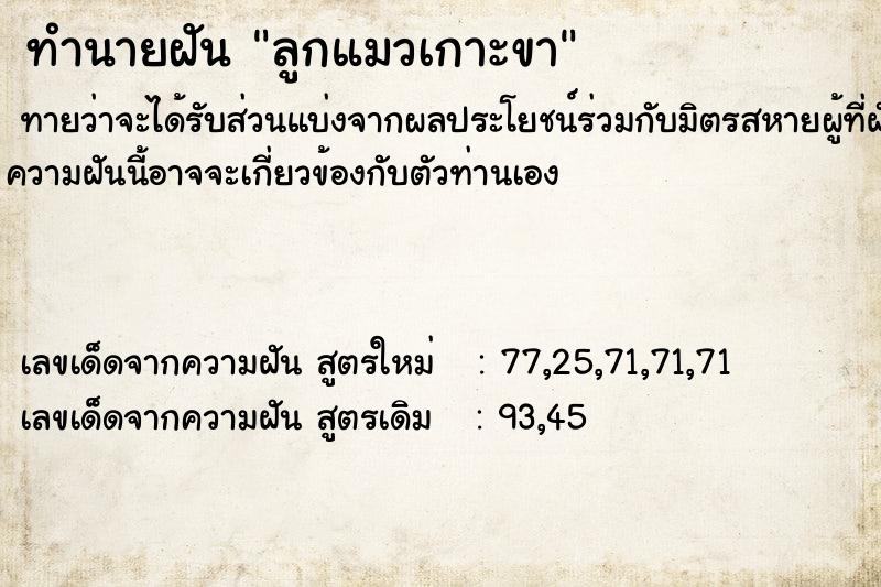 ทำนายฝัน ลูกแมวเกาะขา