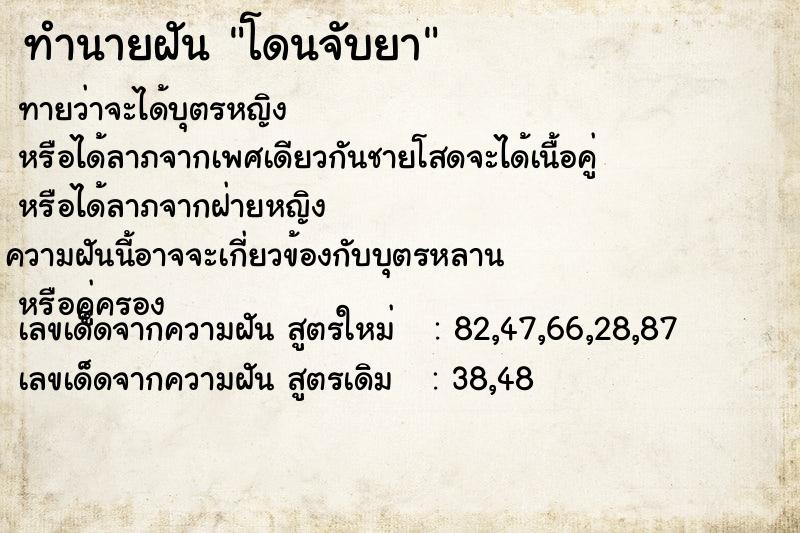 ทำนายฝัน โดนจับยา ทำนายฝัน โดนจับยา