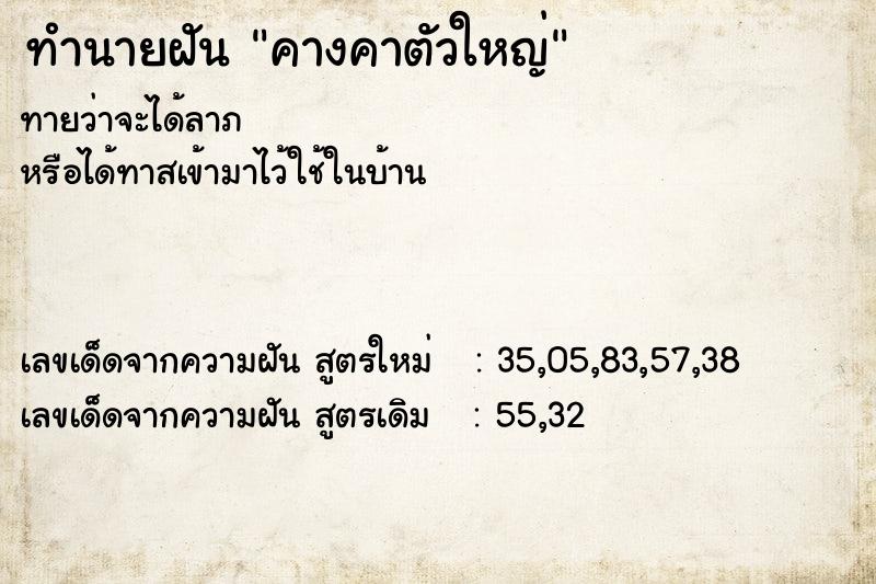ทำนายฝันคางคาตัวใหญ่ ทำนายฝันทำนายฝันคางคาตัวใหญ่