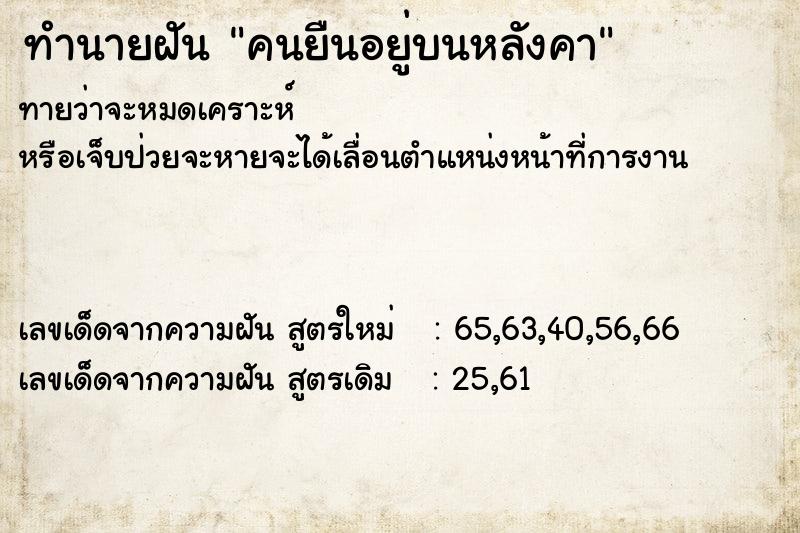 ทำนายฝัน คนยืนอยู่บนหลังคา ทำนายฝัน คนยืนอยู่บนหลังคา