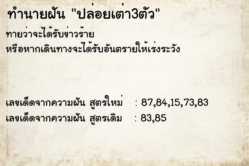 ทำนายฝัน ปล่อยเต่า3ตัว ตำราโบราณ แม่นที่สุดในโลก