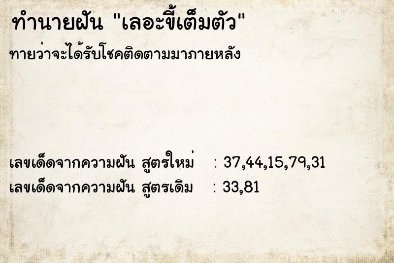 ทำนายฝันทำนายฝันเลอะขี้เต็มตัว