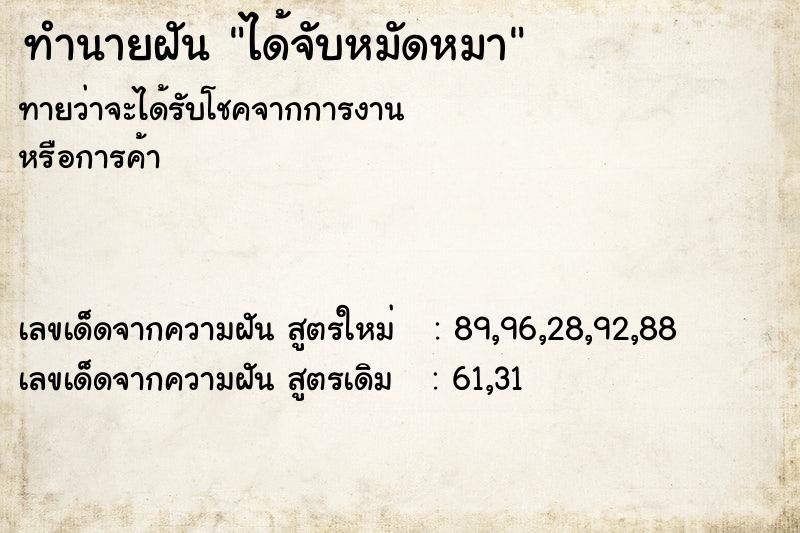 ทำนายฝันทำนายฝันได้จับหมัดหมา