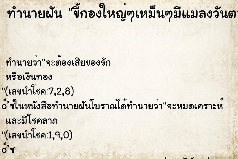 ทำนายฝัน ขี้กองใหญ่ๆเหม็นๆมีแมลงวันตอม