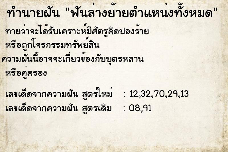 ทำนายฝันฟันล่างย้ายตำแหน่งทั้งหมด ทำนายฝันทำนายฝันฟันล่างย้ายตำแหน่งทั้งหมด