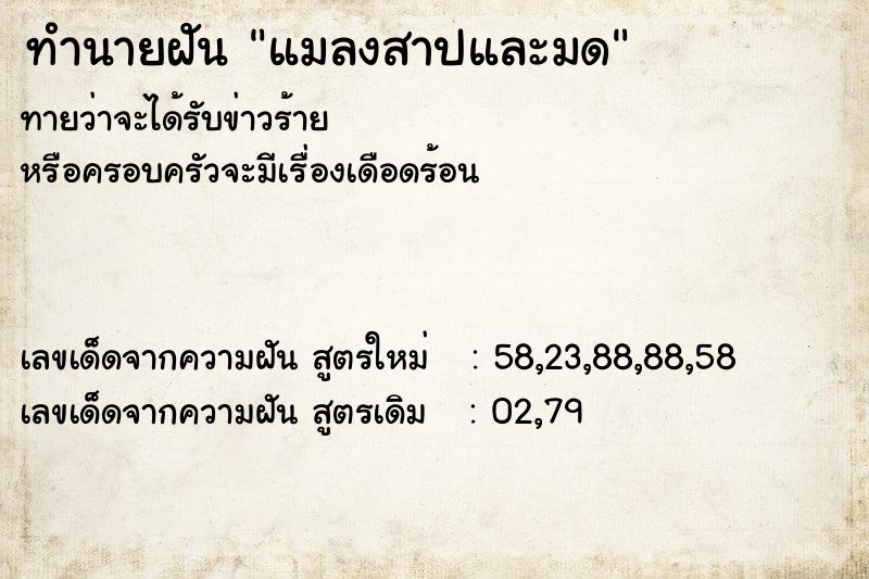 ทำนายฝัน แมลงสาปและมด ทำนายฝัน แมลงสาปและมด