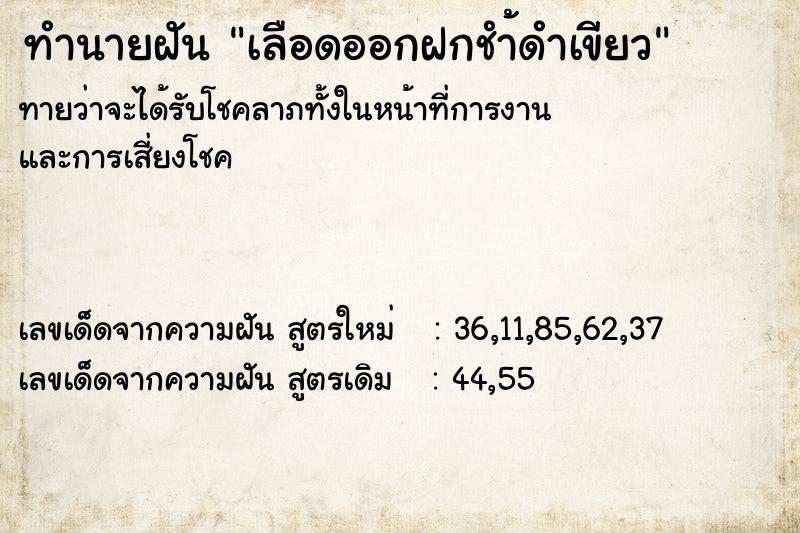 ทำนายฝันทำนายฝันเลือดออกฝกชำ้ดำเขียว