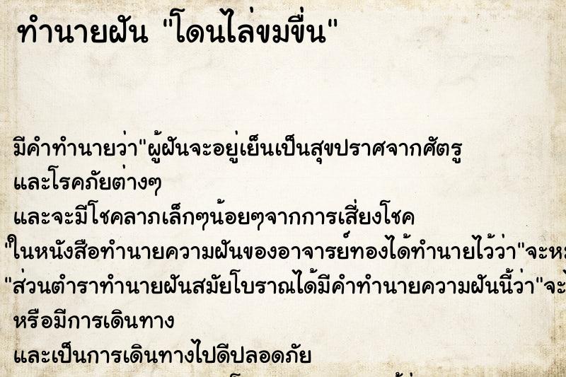ทำนายฝันทำนายฝันโดนไล่ขมขื่น