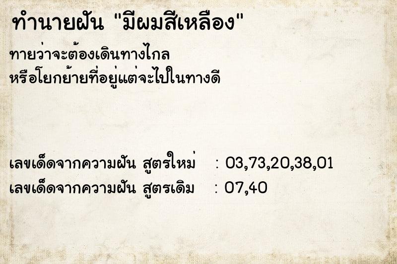 ทำนายฝัน มีผมสีเหลือง