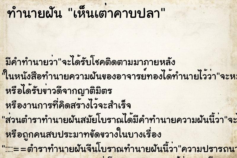 ทำนายฝันเห็นเต่าคาบปลา ทำนายฝันทำนายฝันเห็นเต่าคาบปลา