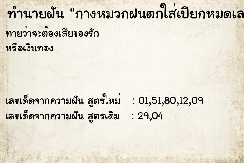 ทำนายฝันทำนายฝันกางหมวกฝนตกใส่เปียกหมดเลย