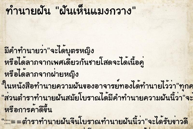 ทำนายฝัน ฝันเห็นแมงกวาง ทำนายฝัน ฝันเห็นแมงกวาง