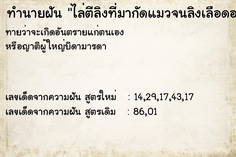 ทำนายฝัน ไล่ตีลิงที่มากัดแมวจนลิงเลือดออก ทำนายฝัน ไล่ตีลิงที่มากัดแมวจนลิงเลือดออก